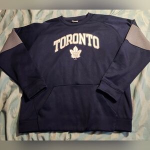 Toronto Maple Leafs Sweatshirt NHL Hockey Crewneck Blue, Gray Arm Bands Men's L